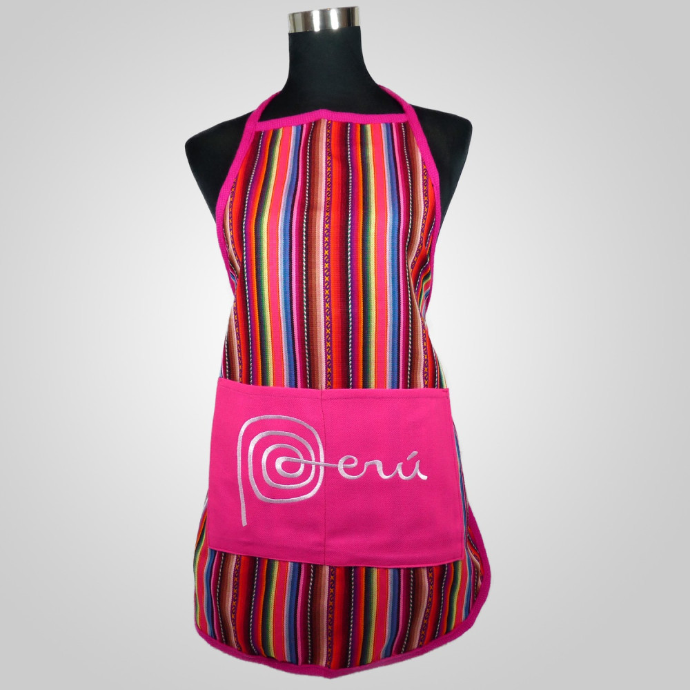 Tablier tissu Inca modèle Peru couleur fushia