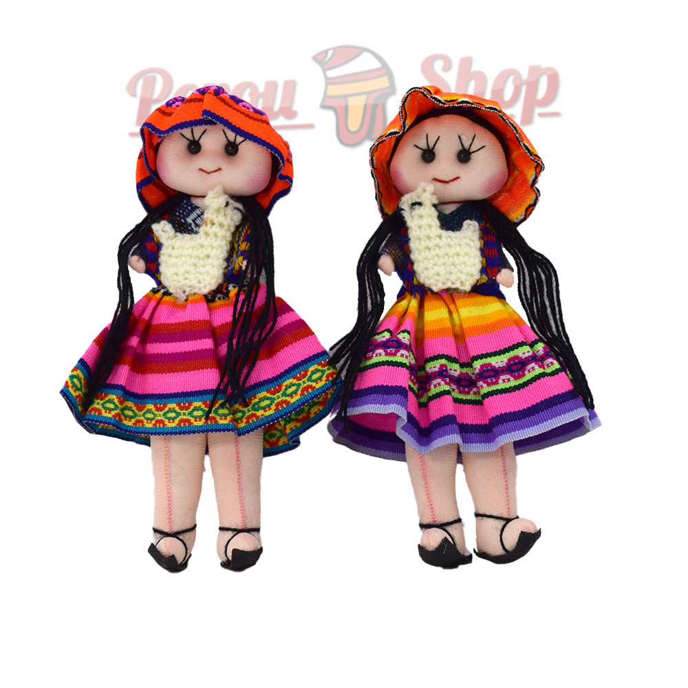 Poupée de chiffon Cholita et son lama