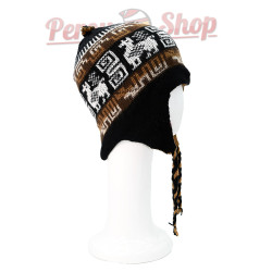 Bonnet Péruvien réversible noir et marron