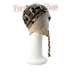 Bonnet Péruvien réversible crème et marron