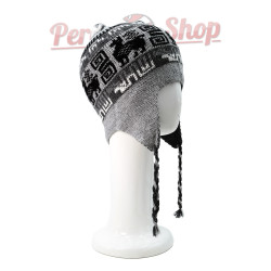 Bonnet Péruvien réversible gris et gris foncé