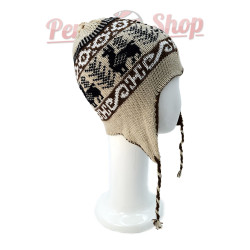 Bonnet Péruvien réversible marron et beige