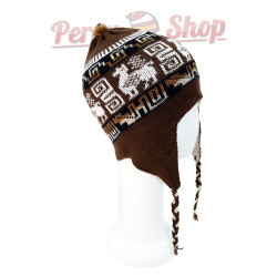 Bonnet Péruvien réversible marron et beige