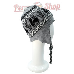 Bonnet Péruvien réversible gris foncé et gris