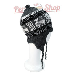 Bonnet Péruvien réversible gris foncé et gris