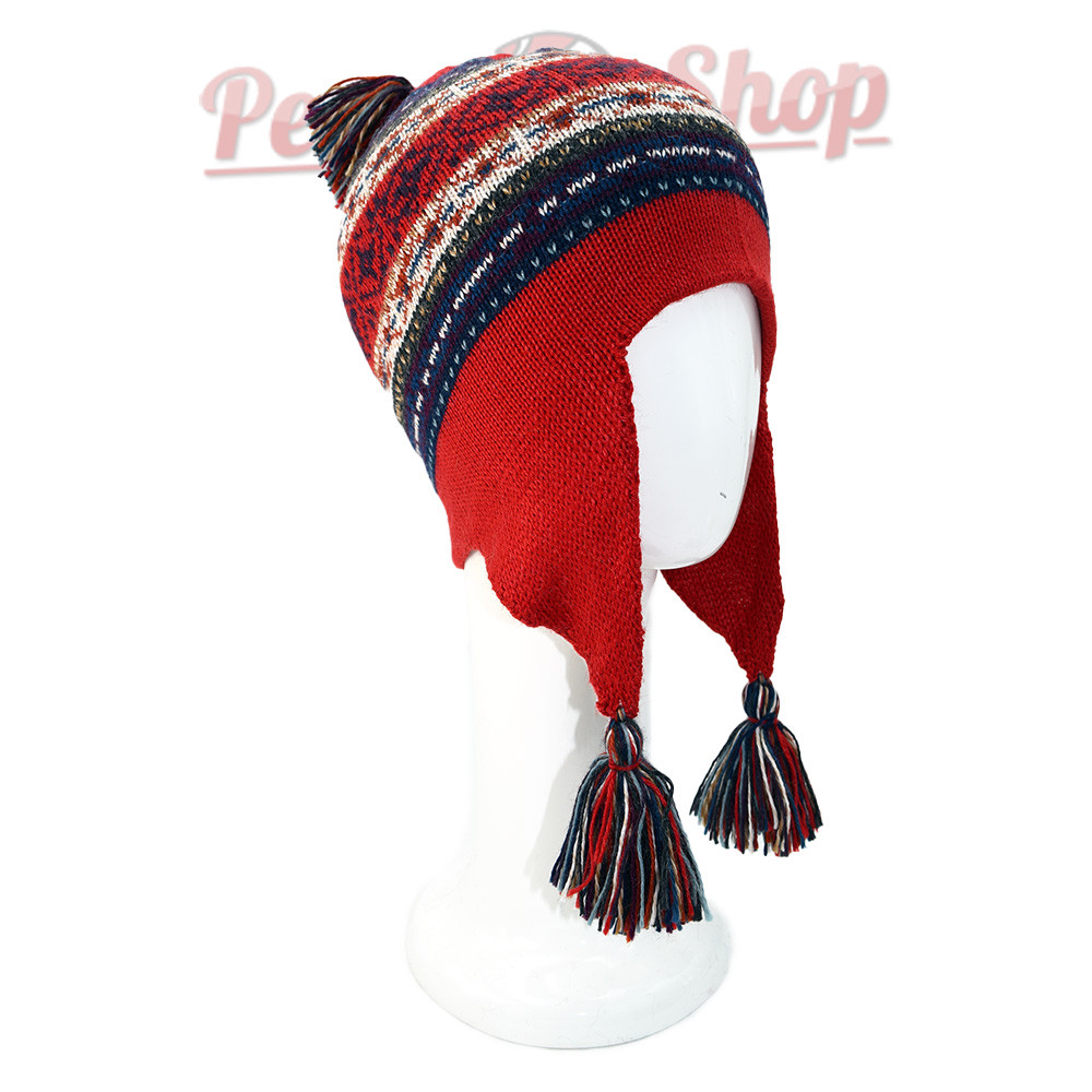 Artisanat péruvien : bonnet en laine d'alpaga fait main