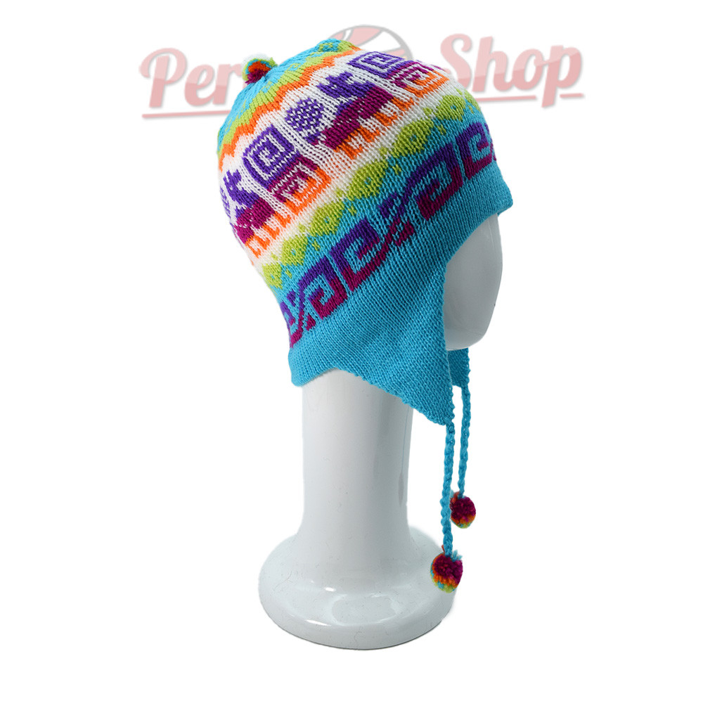 Bonnet péruvien de couleur cyan