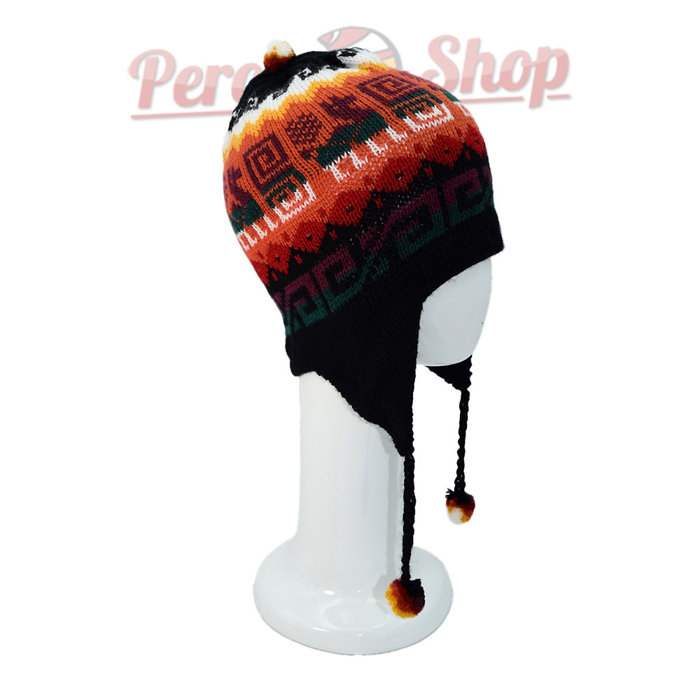 Bonnet Péruvien Fait Main avec Motifs Géométriques