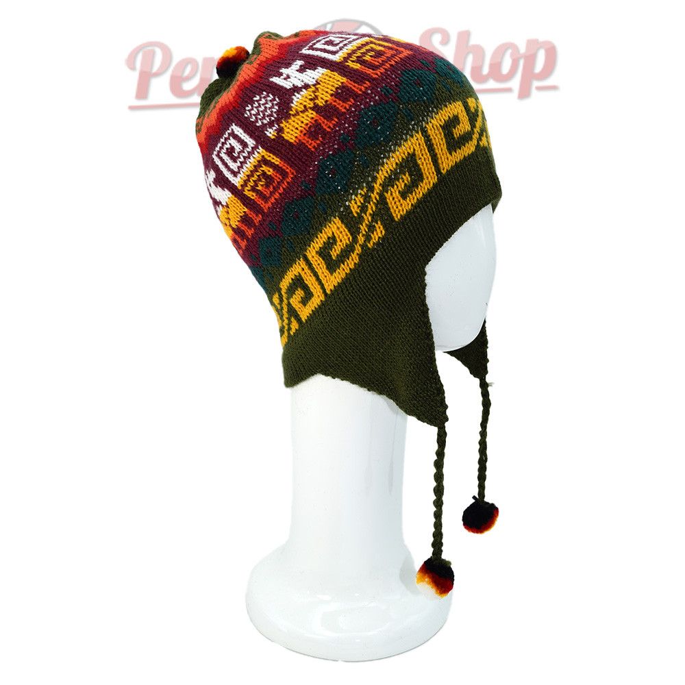 Bonnet péruvien couleur kaki
