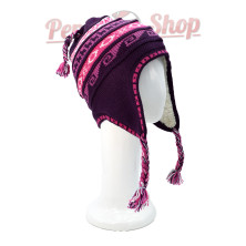 Bonnet péruvien doublé polaire couleur violet