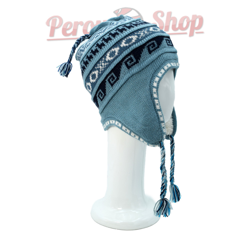 Bonnet péruvien doublé polaire couleur bleu