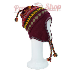 Bonnet péruvien doublé polaire couleur bordeaux
