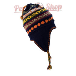 Bonnet doublé polaire de l'artisanat péruvien, couleur bleu marine