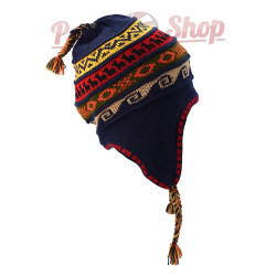 Bonnet doublure polaire de l'artisanat du Pérou, couleur bleu marine