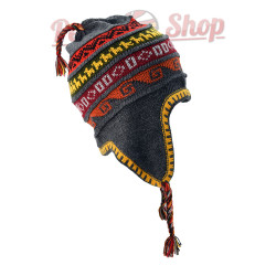 Bonnet doublure polaire de l'artisanat du Pérou, couleur gris foncé