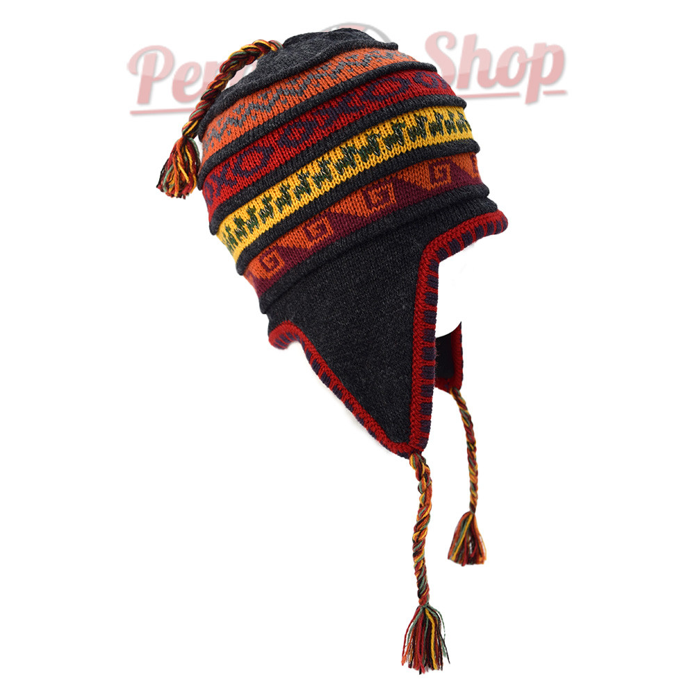 Bonnet péruvien doublé polaire, couleur anthracite