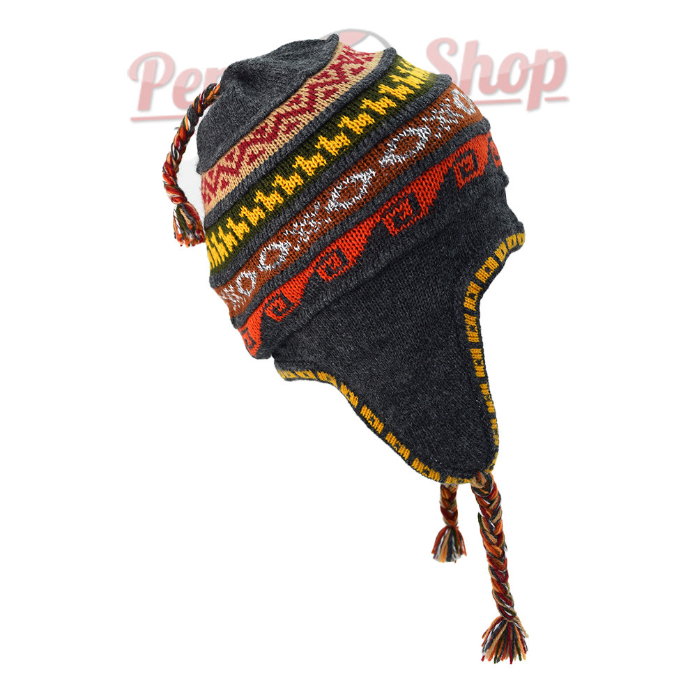 Bonnet doublé polaire fabriqué au Pérou, couleur gris foncé