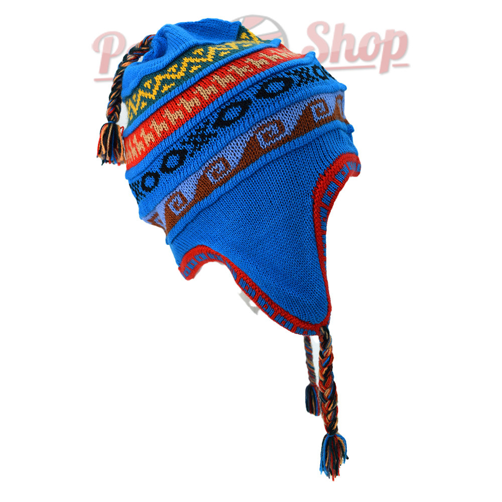 Bonnet doublure polaire fabriqué au Pérou, couleur bleu