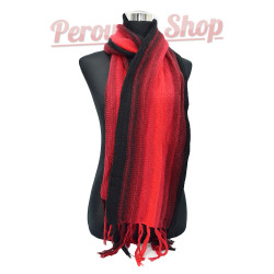 Bonnet écharpe femme, couleur rouge et noir