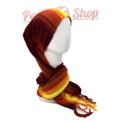 Bonnet écharpe en laine d'alpaga avec dégradé de couleurs