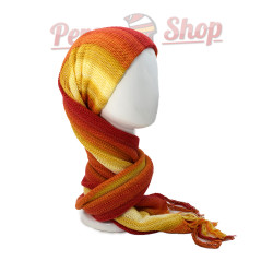 Bonnet écharpe 2 en 1 avec dégradé de couleurs jaune et orange