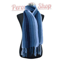 Bonnet écharpe 2 en 1 en laine d'alpaga avec dégradé de bleu