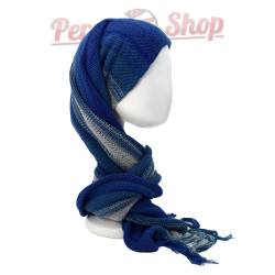 Bonnet écharpe 2 en 1 en laine d'alpaga pour homme, couleur bleu