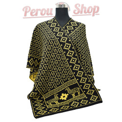 Cape en laine réversible pour femme, couleur noir et jaune