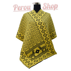Cape en laine réversible pour femme, couleur noir et jaune