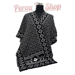 Cape en laine d'alpaga pour femme, couleur noir et blanc