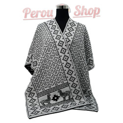 Cape en laine d'alpaga pour femme, couleur noir et blanc