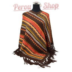 Poncho péruvien traditionnel en laine d'alpaga