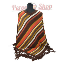 Poncho péruvien traditionnel en laine d'alpaga