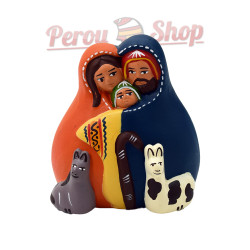 Crèche péruvienne traditionnelle, la Sainte Famille Andine