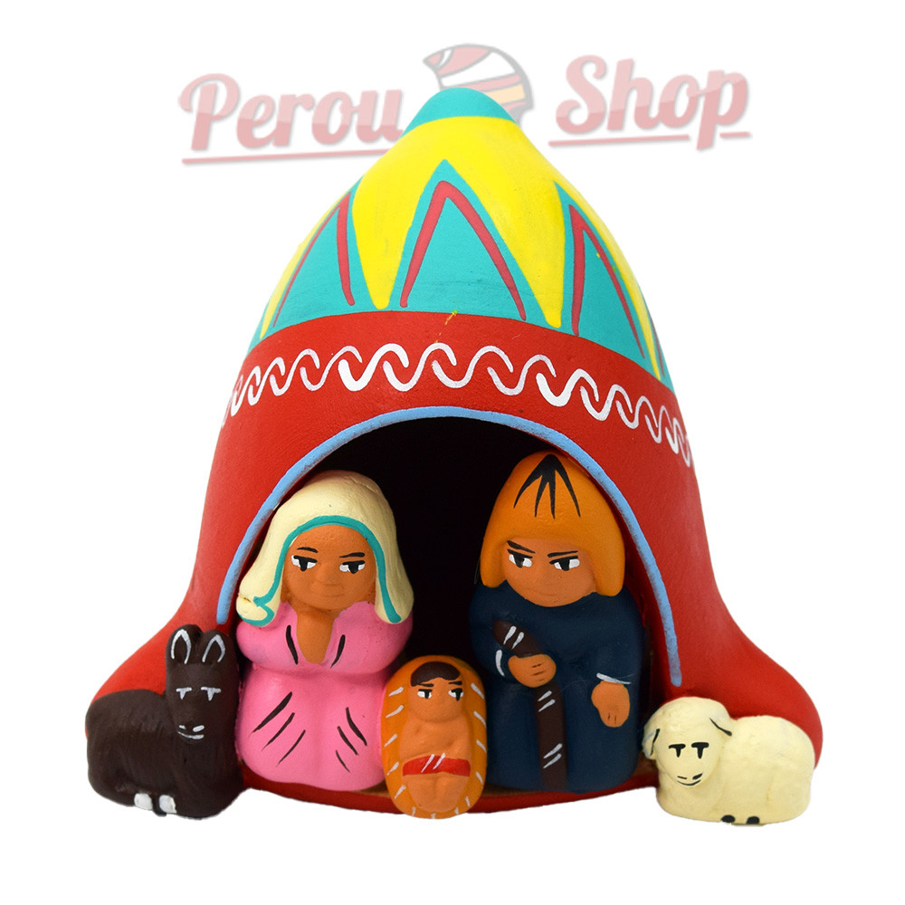 Crèche péruvienne modèle bonnet péruvien couleur rouge