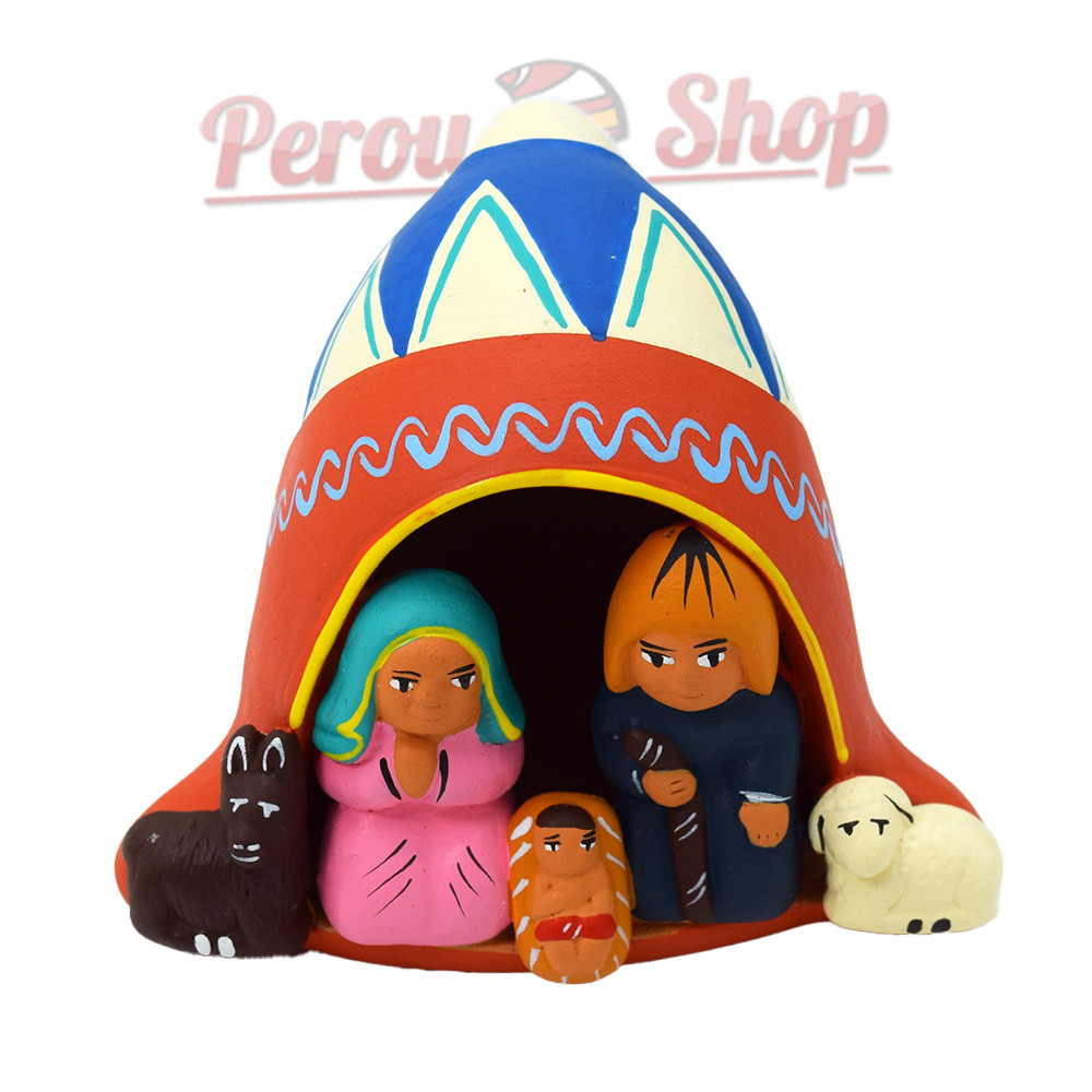 Crèche péruvienne modèle bonnet péruvien couleur orange