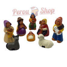 Crèche Péruvienne Traditionnelle : Les Bergers et leur Troupeau