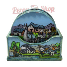 Dessous de verre en bois et verre couleur turquoise