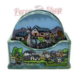 Dessous de verre en bois et verre couleur turquoise