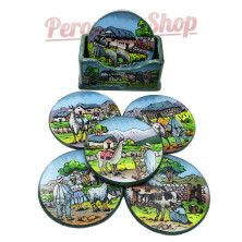 Dessous de verre en bois et verre couleur turquoise