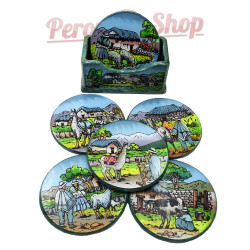 Dessous de verre en bois et verre couleur turquoise