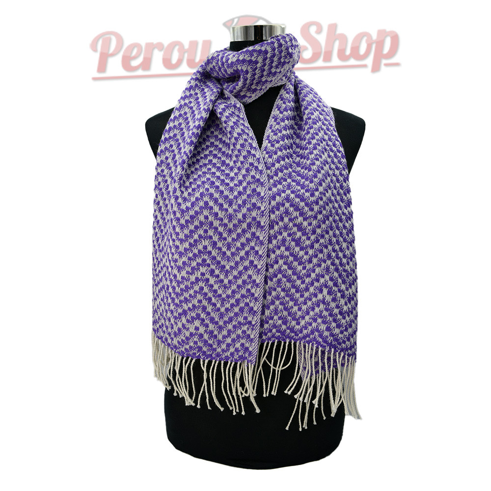 Écharpe en Alpaga, Violet et Blanc