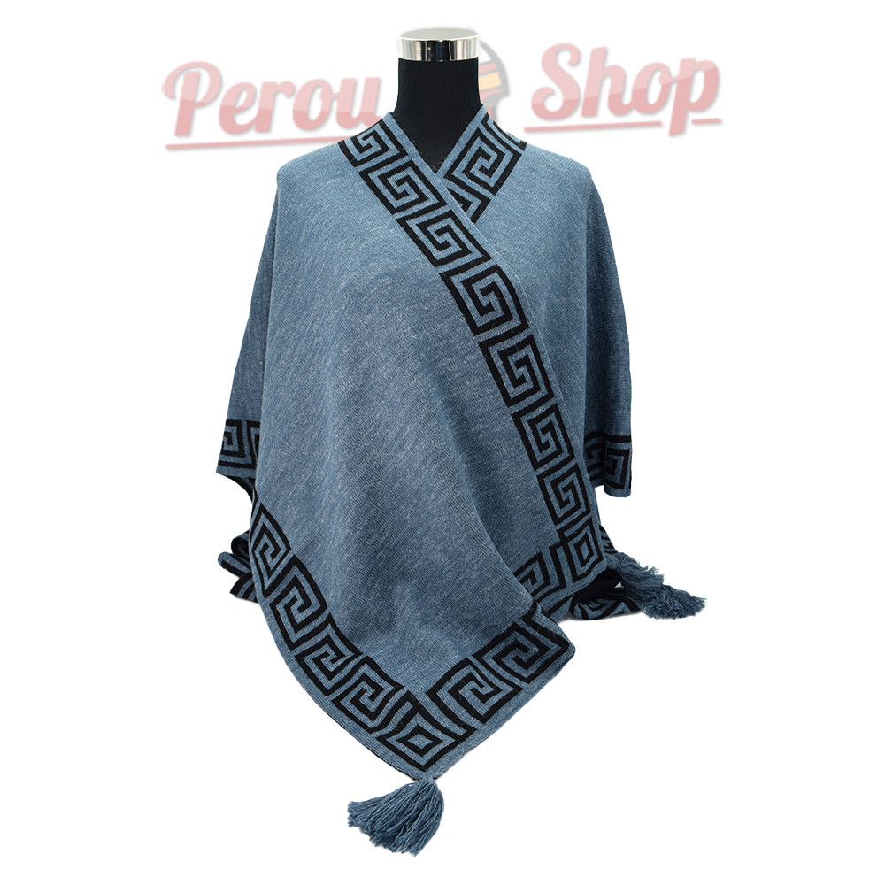 Cape ethnique en alpaga – Motifs Machu Picchu