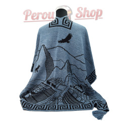 Cape ethnique en alpaga – Motifs Machu Picchu