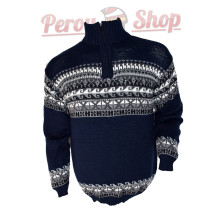 Pull Péruvien en Laine d'Alpaga pour Homme, couleur bleu marine